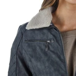 Montanaco Women's Faux Leather Grey Jacket -Western Cowboy Supplies BF19278 GRY 03