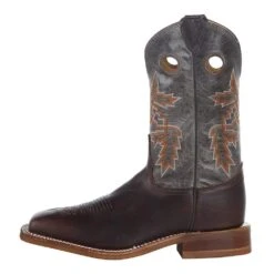 Justin Boots Mens Bender Silver Blue Cowhide With Brown Square Toe Boot -Western Cowboy Supplies BR5349 3