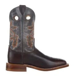 Justin Boots Mens Bender Silver Blue Cowhide With Brown Square Toe Boot -Western Cowboy Supplies BR5349 5