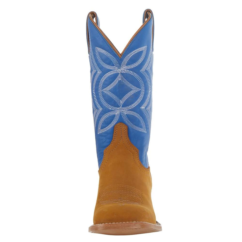 Justin Boots Women's Hayes Tan 11` Blue Square Toe Boot 4 Justin Boots Women's Hayes Tan 11` Blue Square Toe Boot - Image 2