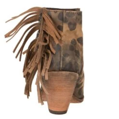 Liberty Black Chita Miel Tan Open Toe With Fringe Booties -Western Cowboy Supplies LB 712807CHEETAH 3