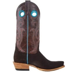 Macie Bean Women`s Top Hand Chocolate Suede 13in. Bone Explosion Boot -Western Cowboy Supplies M9509 05
