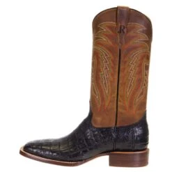 R Watson Boots Men's R Watson Black Caiman Tail 13in. Mad Dog Tan Top Boots -Western Cowboy Supplies MU10000 2
