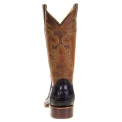 R Watson Boots Men's R Watson Black Caiman Tail 13in. Mad Dog Tan Top Boots -Western Cowboy Supplies MU10000 3