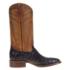 R Watson Boots Men's R Watson Black Caiman Tail 13in. Mad Dog Tan Top Boots -Western Cowboy Supplies MU10000 4