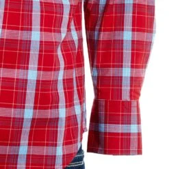 Wrangler Men's Wrinkle Resist Red Plaid Double Pocket Snap -Western Cowboy Supplies MWR409R 3