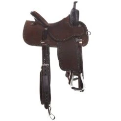 Martin Saddlery Crown C Chocolate Barrel Saddle With Snowflake Tooling -Western Cowboy Supplies NRS 97CHSF 1