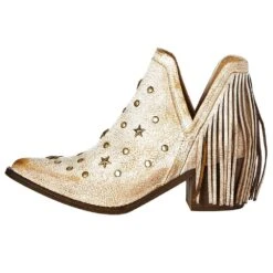 Circle G Womens White Star Studded Bootie -Western Cowboy Supplies Q0189 3