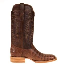 R Watson Boots Men's R Watson Antique Cognac Caiman Belly 13in. Cognac Goat Top Square Toe -Western Cowboy Supplies RW2503 2 4 Edit