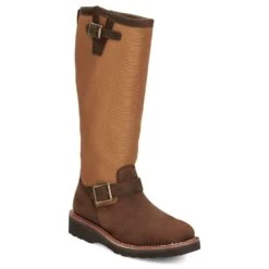 Justin Boots Women's Cottonwood Hickory Brown Square Toe 17in Tall Snake Boot -Western Cowboy Supplies SN6914 02