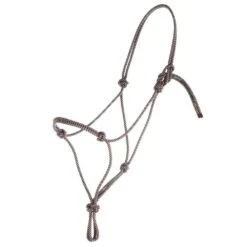 Steele Halters Average Horse Rope Halter -Western Cowboy Supplies SRH GREY MAROON 01