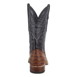 Tanner Mark Boots Men`s Matte Cognac Caiman Belly 12` Kabul Black Top Square Toe Boot -Western Cowboy Supplies TM207031 4