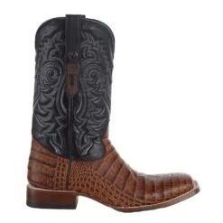 Tanner Mark Boots Men`s Matte Cognac Caiman Belly 12` Kabul Black Top Square Toe Boot -Western Cowboy Supplies TM207031 5
