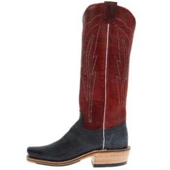 Olathe Boot Company Men`s Black Wyoming Reverse 16in Deep Red Navajo Bison Dog Top Cutter Toe Boot 9 Olathe Boot Company Men`s Black Wyoming Reverse 16in Deep Red Navajo Bison Dog Top Cutter Toe Boot -Western Cowboy Supplies TT14 03