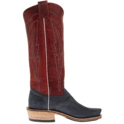 Olathe Boot Company Men`s Black Wyoming Reverse 16in Deep Red Navajo Bison Dog Top Cutter Toe Boot 11 Olathe Boot Company Men`s Black Wyoming Reverse 16in Deep Red Navajo Bison Dog Top Cutter Toe Boot -Western Cowboy Supplies TT14 05