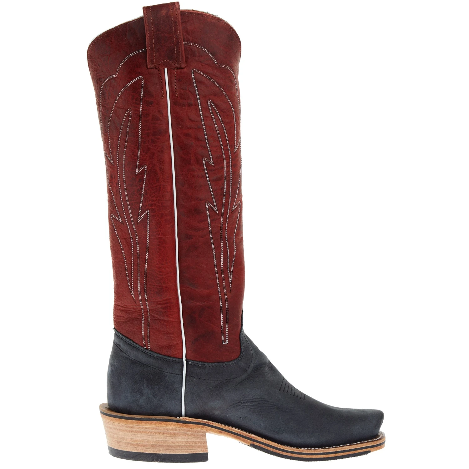 Olathe Boot Company Men`s Black Wyoming Reverse 16in Deep Red Navajo Bison Dog Top Cutter Toe Boot 7 Olathe Boot Company Men`s Black Wyoming Reverse 16in Deep Red Navajo Bison Dog Top Cutter Toe Boot - Image 5