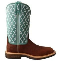 Twisted X Ladies Tobac 11` Turquoise Alloy Toe Square Toe Work Boot -Western Cowboy Supplies WXBA002 4